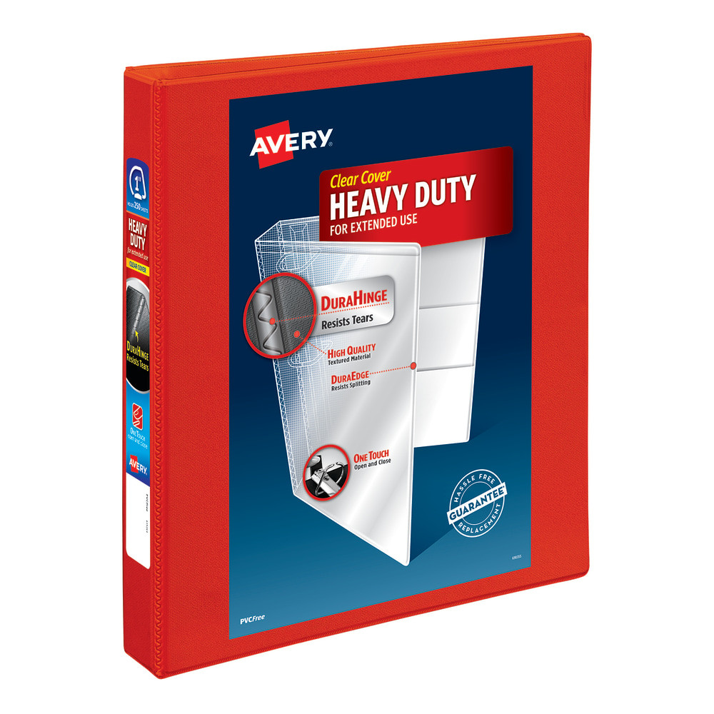 AVERY PRODUCTS CORPORATION 79170 Avery Heavy-Duty View 3-Ring Binder With Locking One-Touch EZD Rings, 1in D-Rings, Red