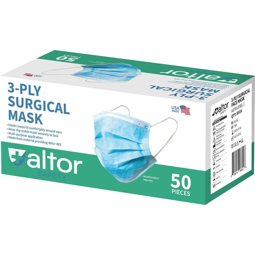 Altor Safety 62212 Face Mask & Disposable Pleated Mask: Contains Nose Clip, Blue, Size Universal & Adult