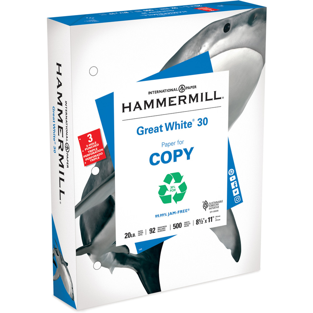 International Paper Company Hammermill HAM 86702 Hammermill Great White 3HP Recycled Copy Paper - White