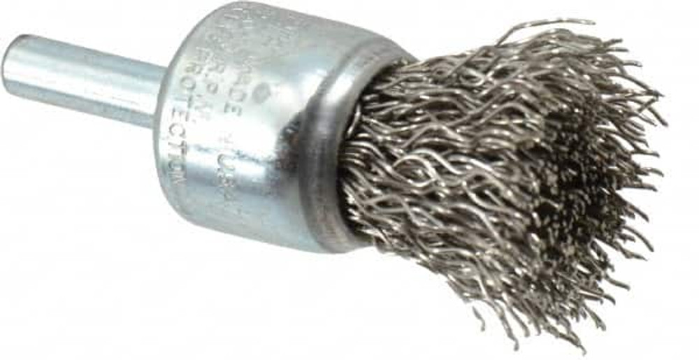 Weiler 10020 End Brushes: 3/4" Dia, Stainless Steel, Crimped Wire