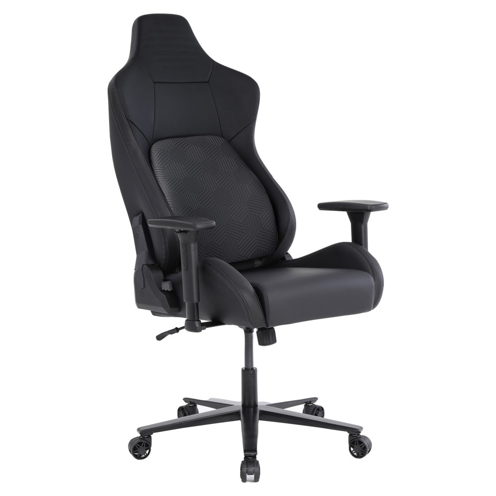 Enjoy long gaming sessions seated in the RS Gaming Vertex Faux Leather High-Back Gaming Chair. A waterfall seat and high back boast high-density padding to help cushion your legs and back. This comfortable gaming chair boasts tilt, back and armrest adjustments to help you find the ideal position to challenge the competition.  Weight capacity tested to support 275 lb.  High-back.  Faux leather-upholstered gaming chair.  Contoured, high-density foam padding.  Waterfall seat.  Active lumbar support.  Adjustable 3D armrests.  115 deg. reclining gaming chair.  360 deg. swivel.  Rolling base.  Assembly required.  ANSI/BIFMA Compliant - This product has been tested and verified for compliance with rigorous performance requirements and safety standards related to specific furniture products.