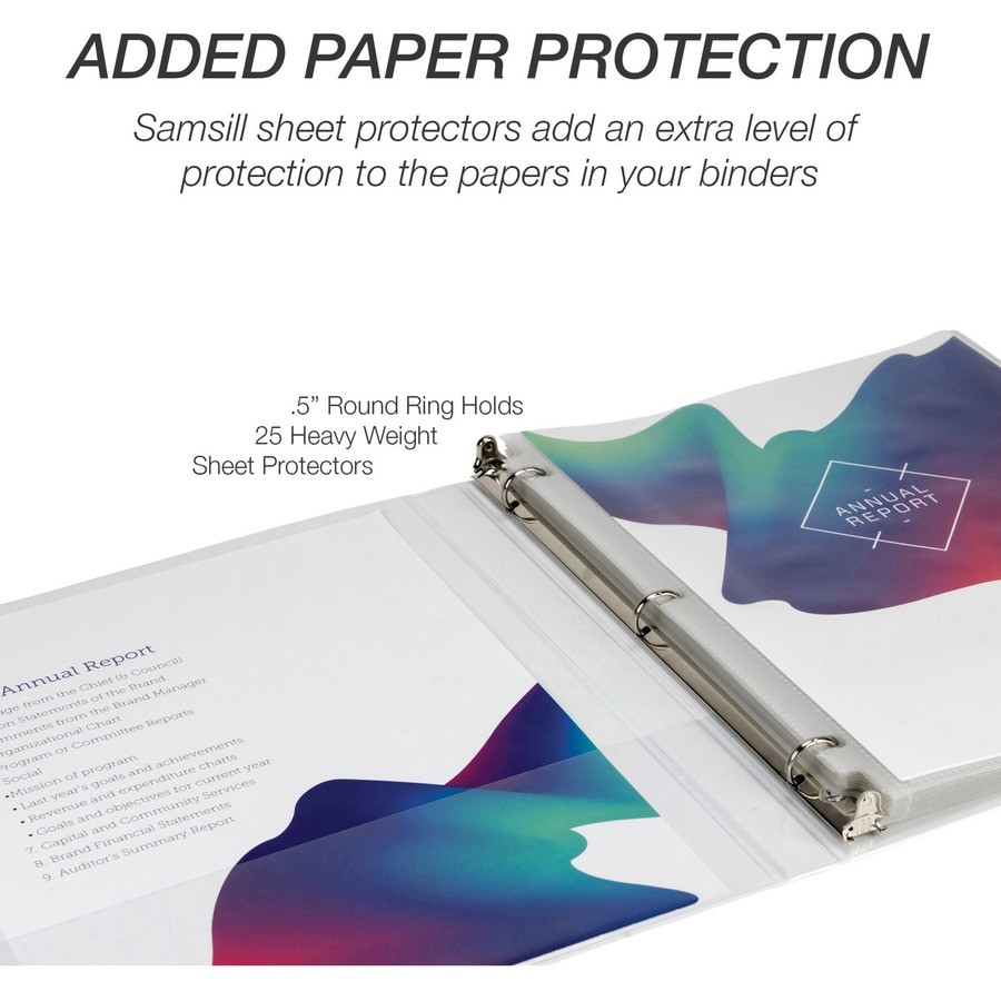 Samsill Corporation Samsill I08517C Samsill Economy 0.5 Inch 3 Ring Binder, Made in the USA, Round Ring Binder, Non-Stick Customizable Cover, White, 12 Pack (I08517C)