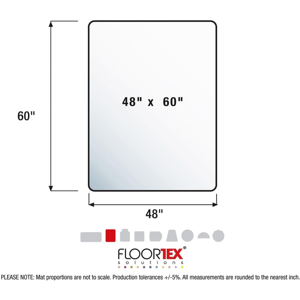 Floortex ECO124860AEP Ecotex&reg; Enhanced Polymer Rectangular Chair Mat with Anti-Slip Backing for Hard Floors - 48" x 60"