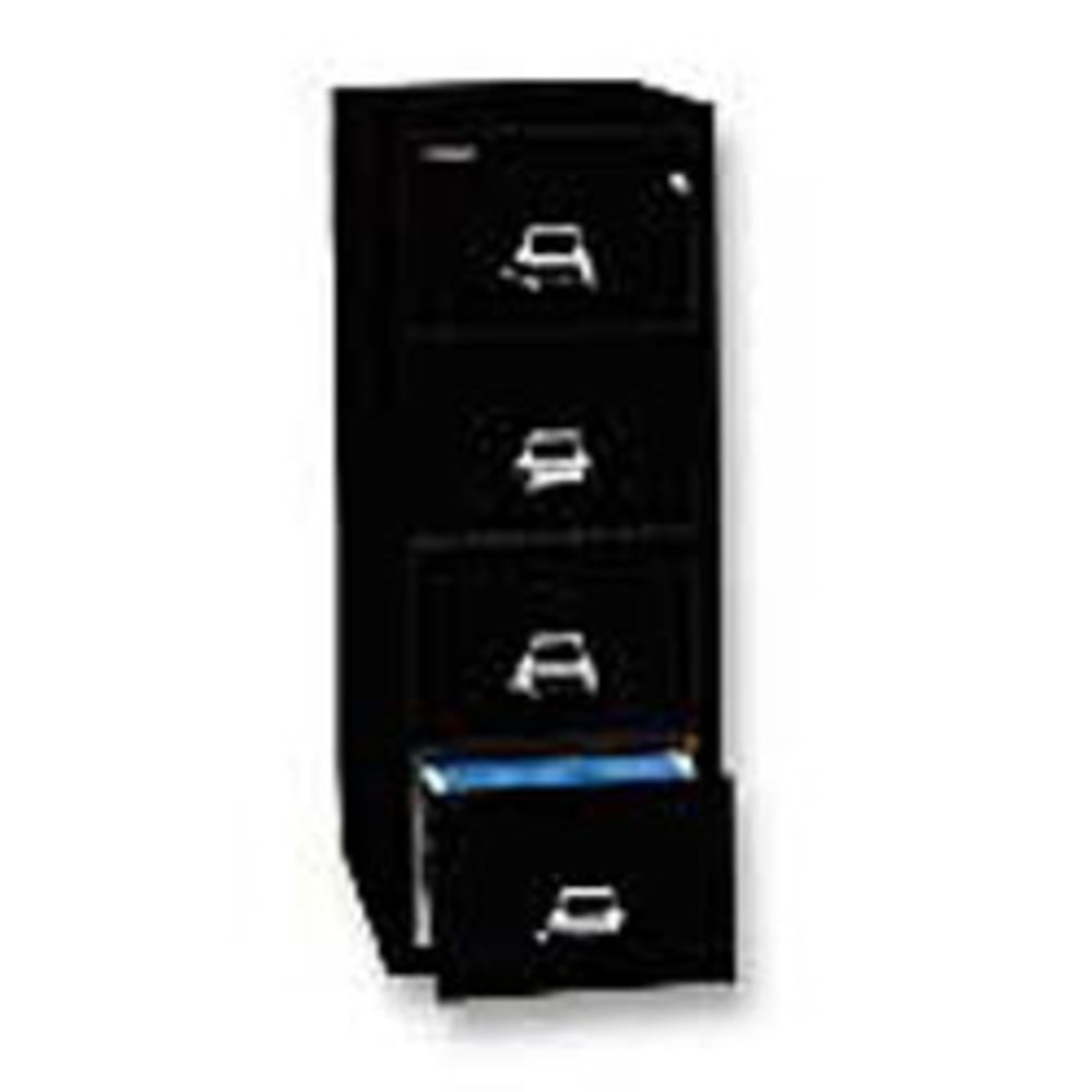 FIRE KING INTERNATIONAL, INC. FireKing 4-2125-CBLWG  25inD Vertical 4-Drawer Legal-Size Fireproof File Cabinet, Metal, Black, White Glove Delivery