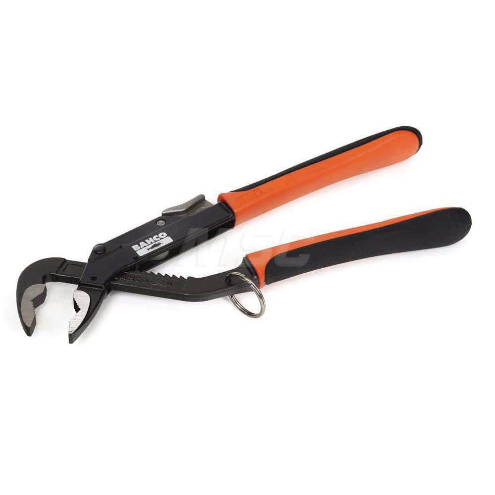 Bahco BAH8225-TH Slip Joint Pliers; Jaw Length (Inch): 3/8; Overall Length Range: 10" and Longer; Overall Length (Inch): 12; Type: Tethered Slip Joint Pliers; Jaw Width (Inch): 3/8; Jaw Type: Serrated; Standard; Handle Material: Steel w/Rubber Grip; 