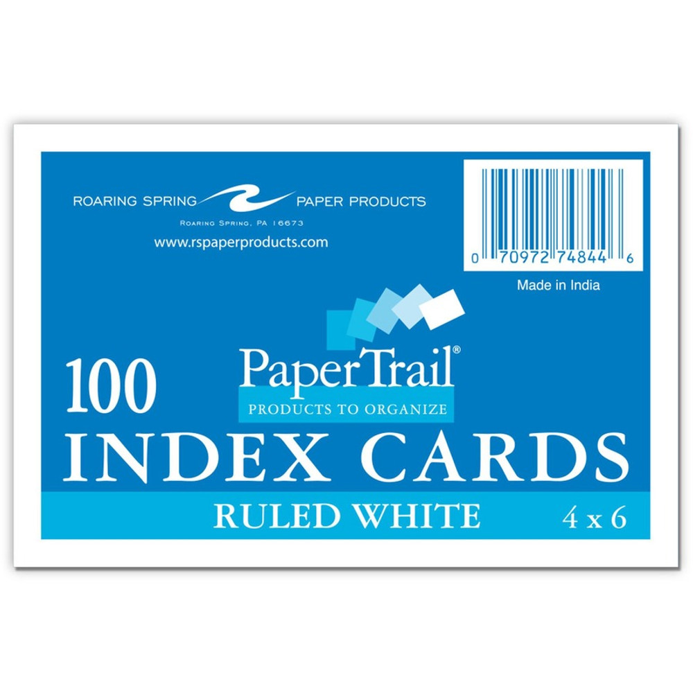 Roaring Spring Paper Products Roaring Spring 74844cs Roaring Spring PaperTrail Ruled Index Cards