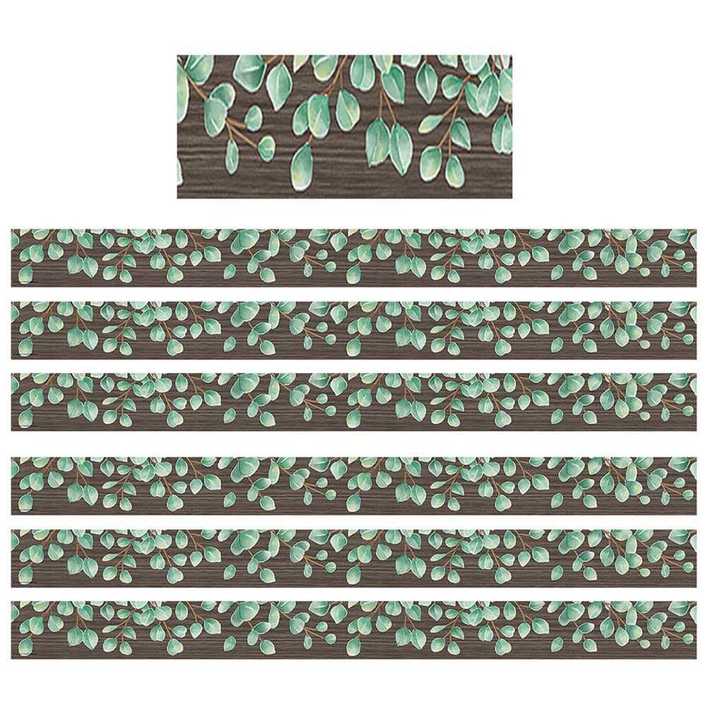 EDUCATORS RESOURCE TCR8685-6 Teacher Created Resources Border Trim, Eucalyptus, 35', Set Of 6 Packs