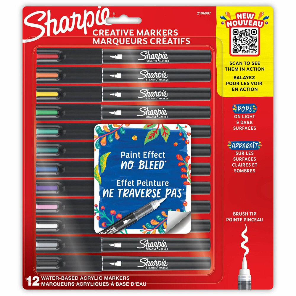 Newell Brands Sharpie 2196907 Sharpie Creative Markers, Water-Based Acrylic Markers, Brush Tip