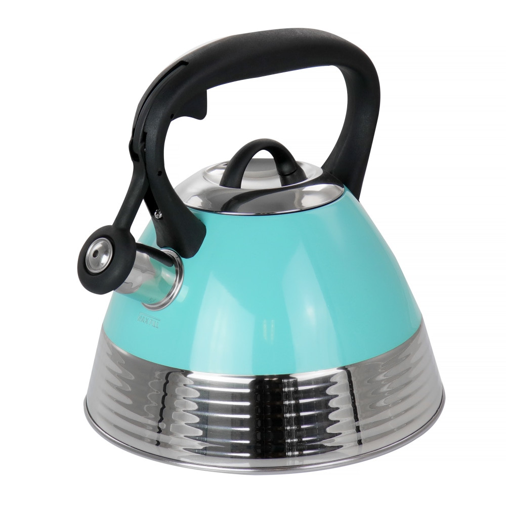 GIBSON OVERSEAS INC. Mr. Coffee 995115203M  2.5-Quart Whistling Tea Kettle, Turquoise