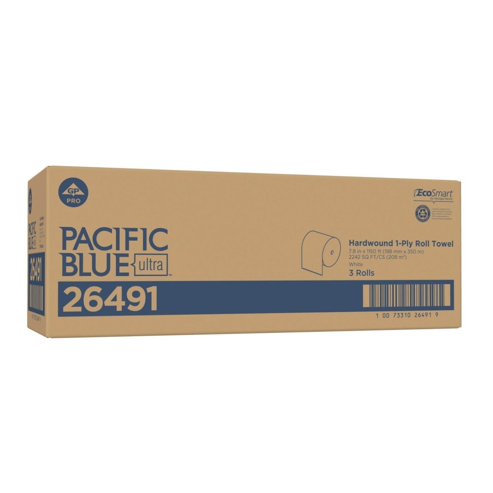 GEORGIA-PACIFIC CORPORATION Pacific Blue Ultra 26491  by GP PRO High Capacity 1-Ply Paper Towels, 1150ft Per Roll, Pack Of 3 Rolls