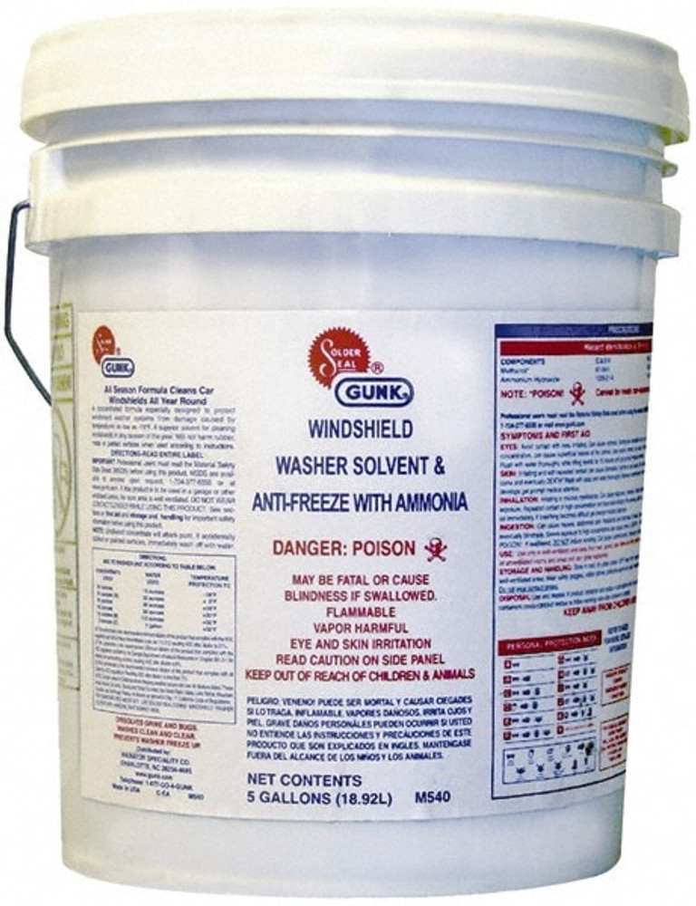 Gunk M540 Windshield Washer Fluid: 5 gal, Pail