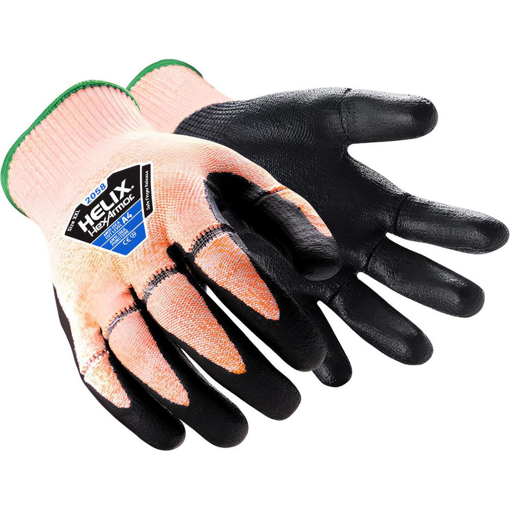 HexArmor. 2058-L (9) Cut & Puncture Resistant Gloves; Coating Material: Polyurethane ; Coating Coverage: Palm & Fingertips ; Glove Type: Cut & Puncture-Resistant ; ANSI/ISEA Cut Resistance Level: A4 ; Primary Material: HPPE ; Lining Material: HPPE