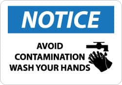AccuformNMC Sign: Rectangle, "Notice - Avoid Contamination - Wash Your Hands" N247AB