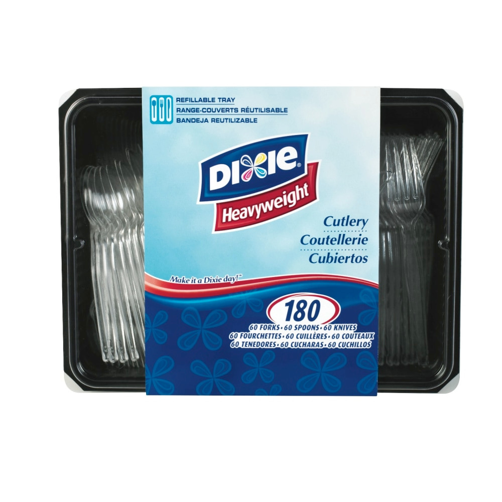 Dixie CH0180DX7  Plastic Utensils, Heavy-Weight Cutlery Variety Pack, Clear, Box Of 180 Utensils