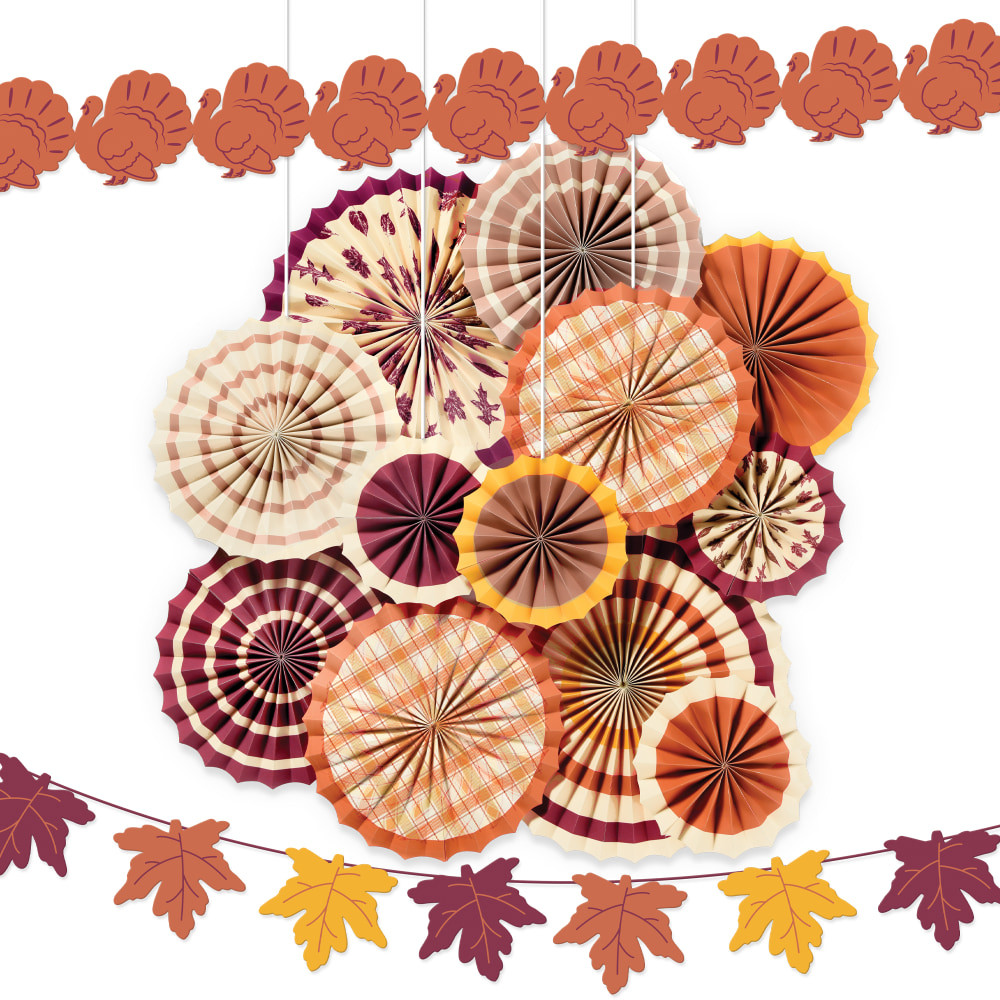 AMSCAN 290200  Thanksgiving Paper Fan Room Decorating Kit, Multicolor