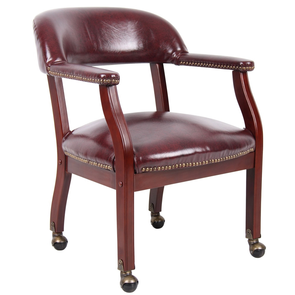 NORSTAR OFFICE PRODUCTS INC. B9545-BY Boss Office Products Traditional Tufted Conference Chair With Casters, Burgundy/Mahogany