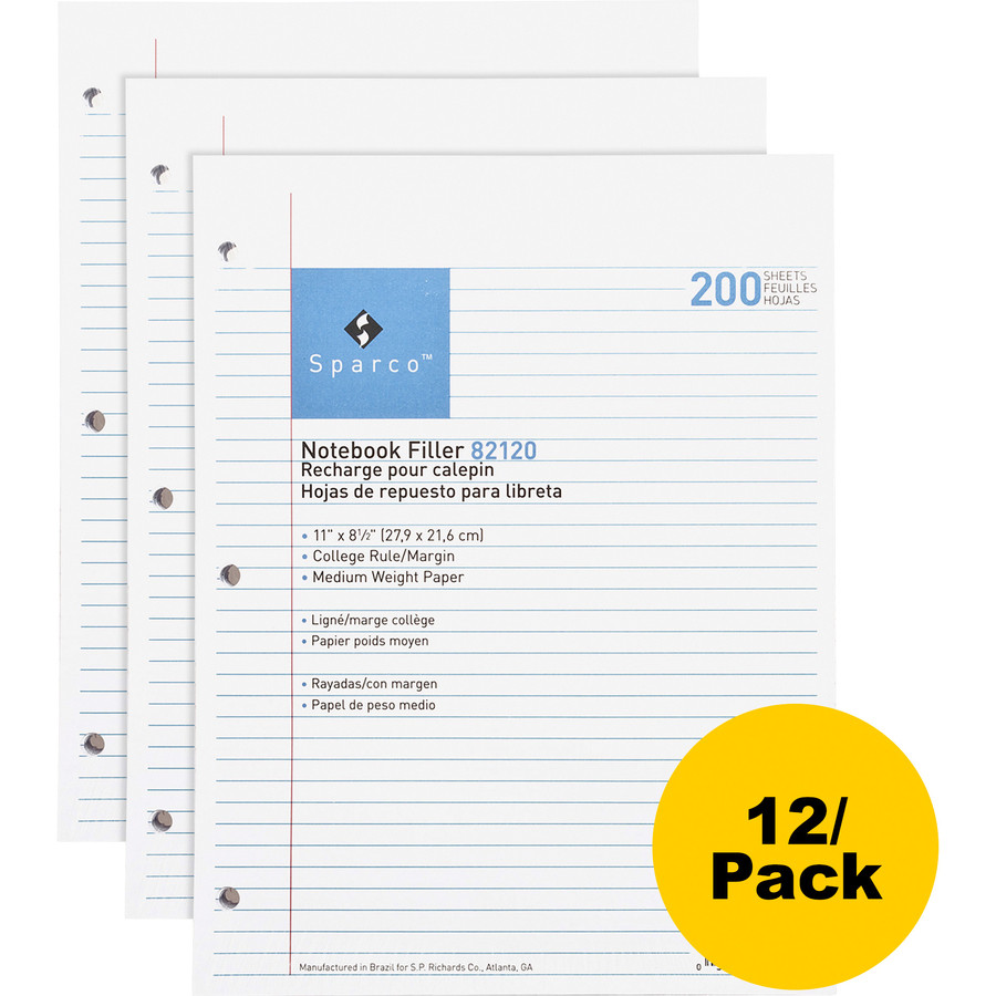 Sparco Products Sparco 82120 Sparco Notebook Filler Paper - Letter