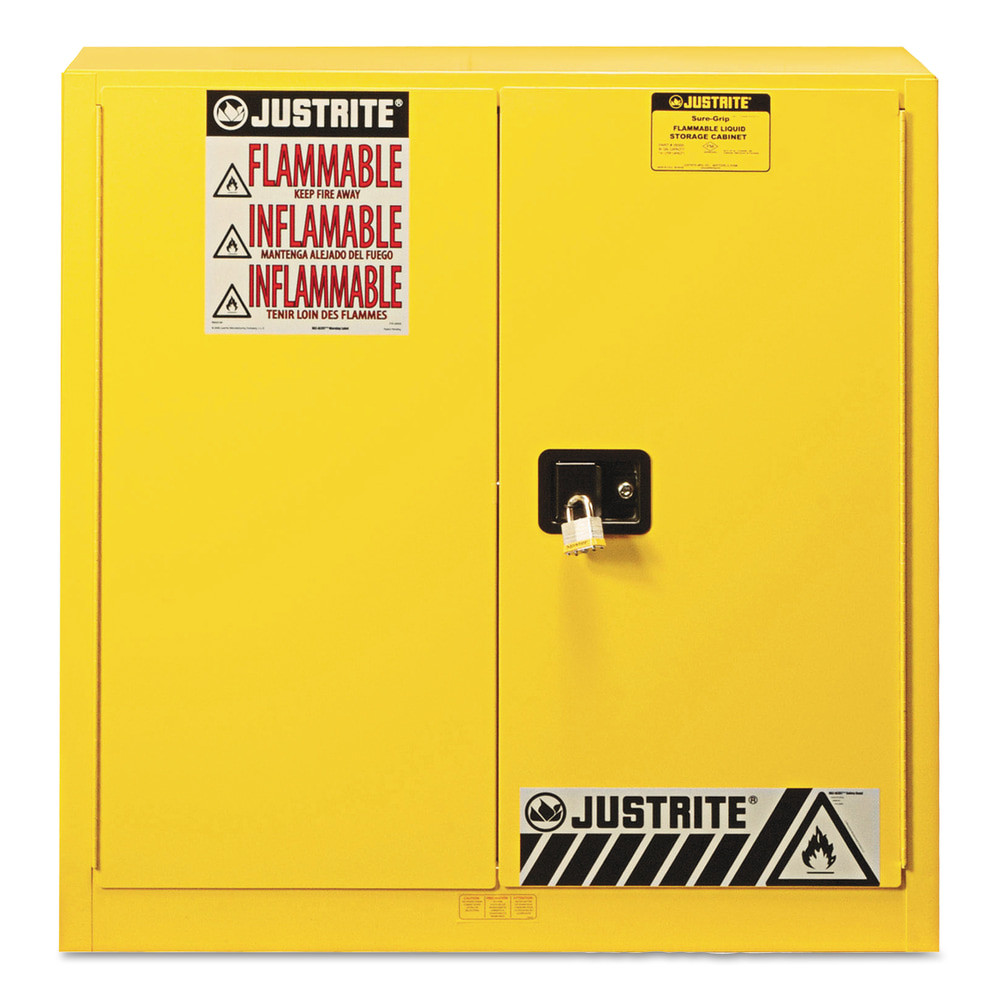 R3 SAFETY LLC 893300 Yellow Safety Cabinets for Flammables, Manual-Closing Cabinet, 35 in, 30 Gallon