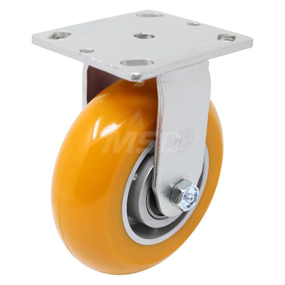 Durable Superior 28UX60JO6417YY Rigid Top Plate Caster: Polyurethane, 6" Wheel Dia, 2" Wheel Width, 1,000 lb Capacity, 7-1/2" OAH