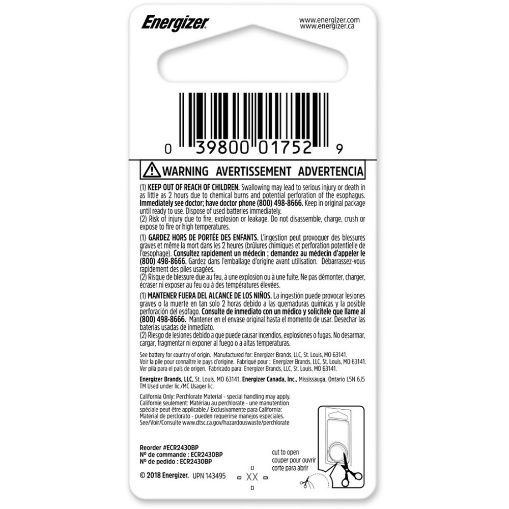 Energizer Holdings, Inc Energizer ECR2430BP Energizer 2430 Lithium Coin Battery, 1 Pack