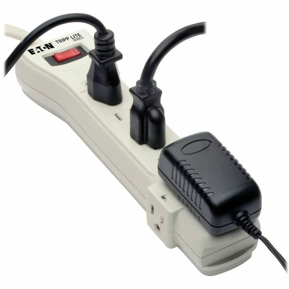 Tripp Lite by Eaton SUPER7 Eaton Tripp Lite Series Protect It! 7-Outlet Surge Protector, 7 ft. Cord with Right-Angle Plug, 2160 Joules, Diagnostic LEDs, Light Gray Housing