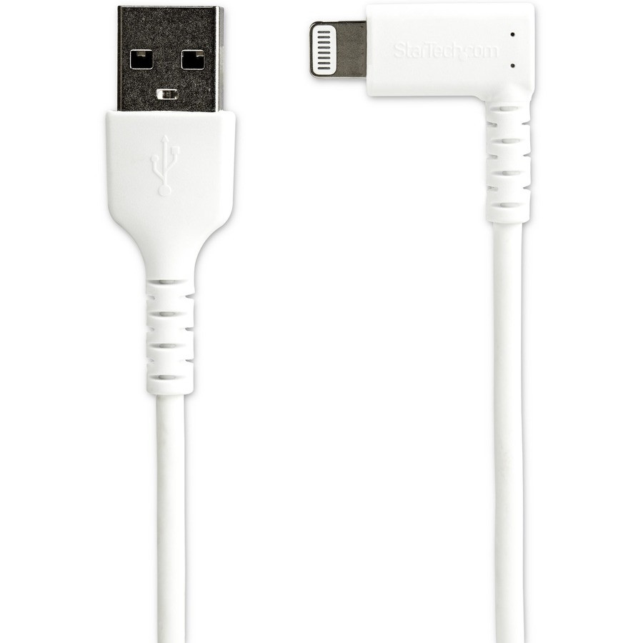 StarTech.com RUSBLTMM2MWR StarTech.com 2m USB A to Lightning Cable iPhone iPad Durable Right Angled 90 Degree White Charger Cord w/Aramid Fiber Apple MFI Certified