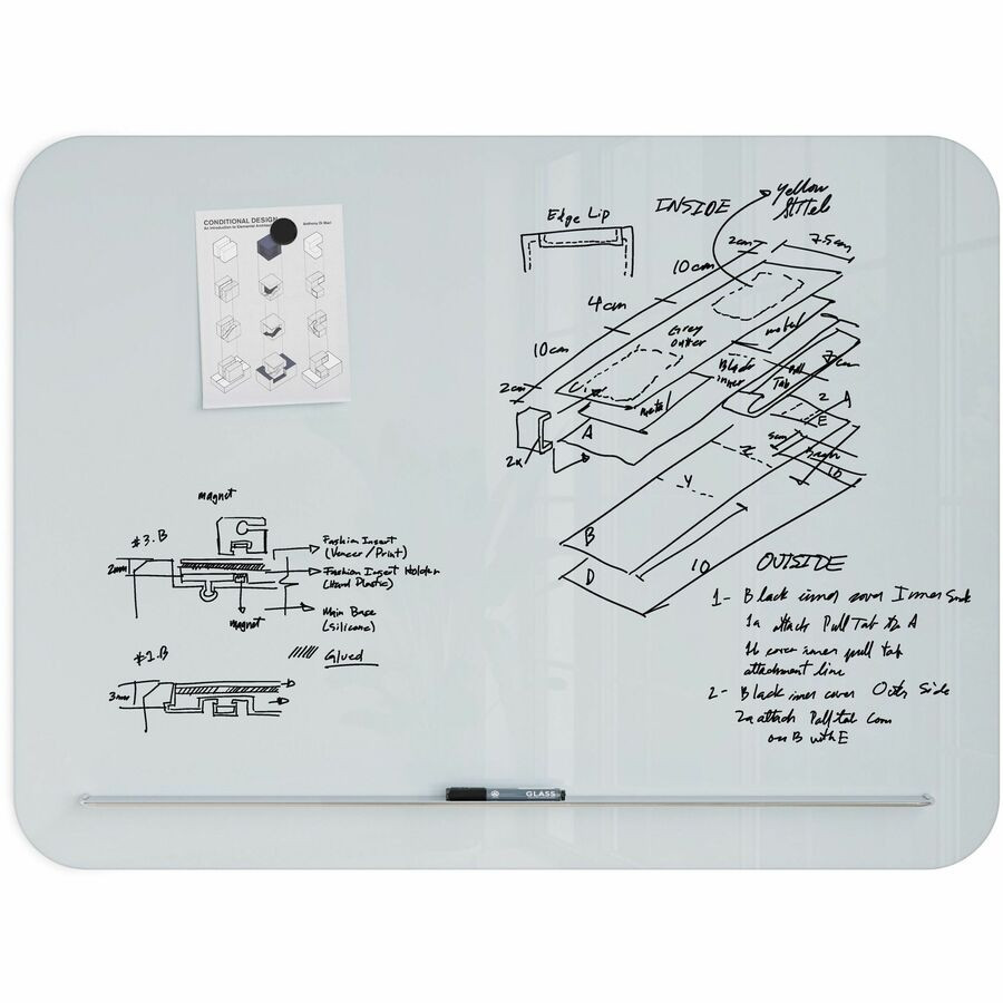 U Brands 4849U00-01 U Brands Magnetic White Glass Dry-Erase Board, 47" X 35"