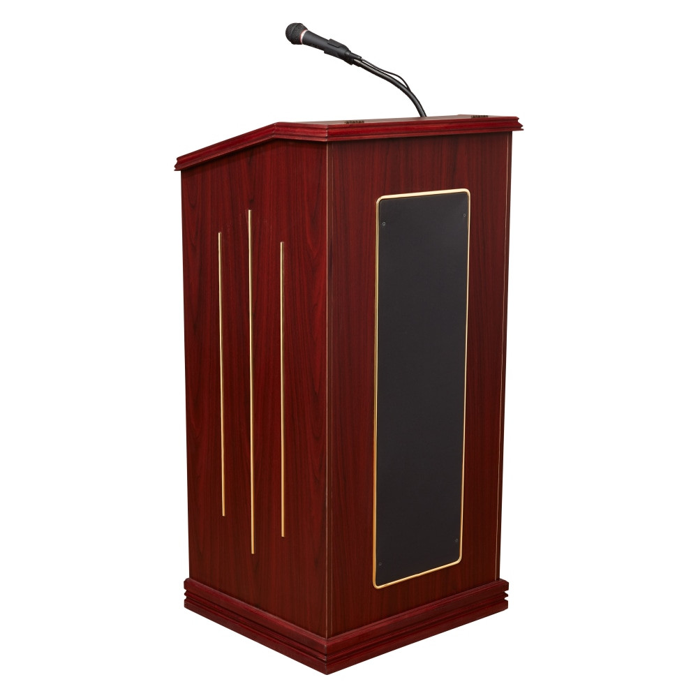 OKLAHOMA SOUND CORPORATION Oklahoma Sound 711-MY/LWM-6  Prestige Sound Lectern With Wireless Tie Clip/Lavalier Microphone, Mahogany