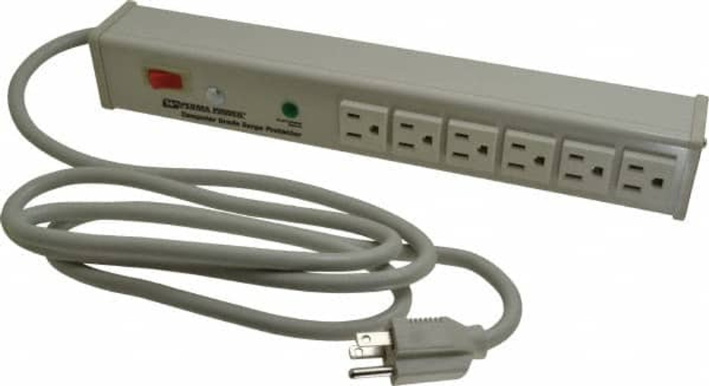 Wiremold M6BZ 6 Outlets, 120 Volts, 15 Amps, 6' Cord, Power Outlet Strip