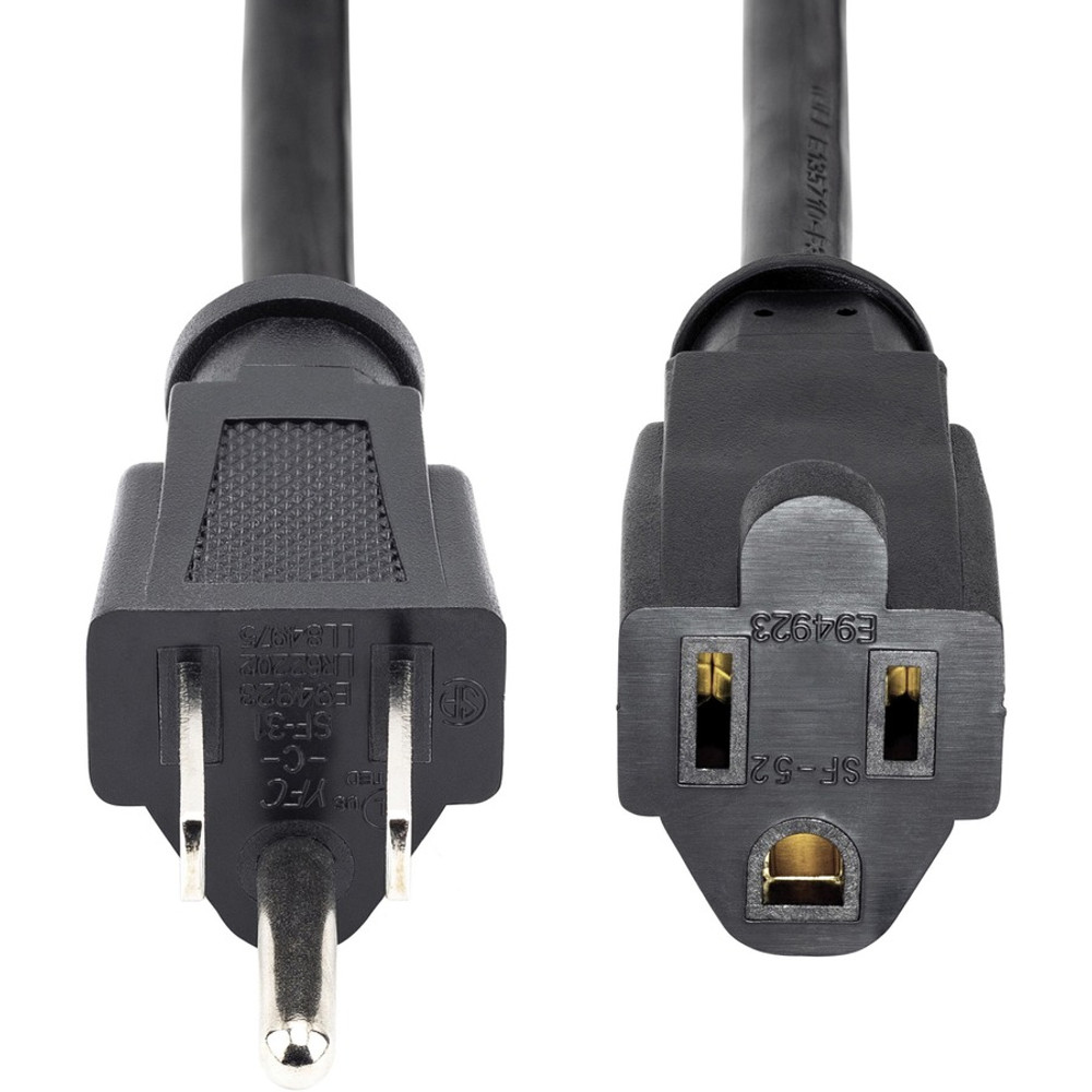 StarTech.com PAC101 StarTech.com 1ft (0.3m) Short Extension Cord, NEMA5-15R to NEMA5-15P Black Extension Cord, 13A 125V, 16AWG, Computer Power Extension Cable