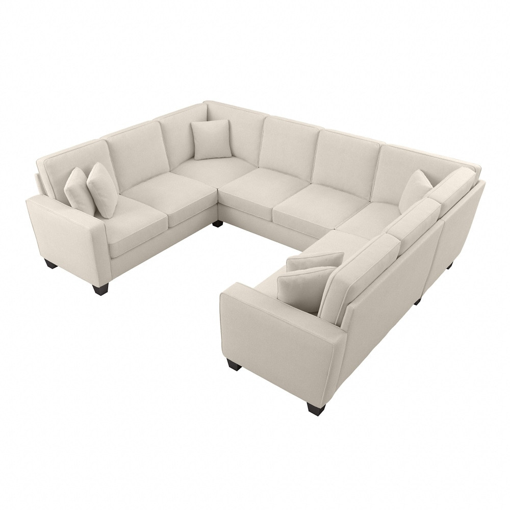 BUSH INDUSTRIES INC. Bush SNY112SCRH-03K  Furniture Stockton 113inW U-Shaped Sectional Couch, Cream Herringbone, Standard Delivery