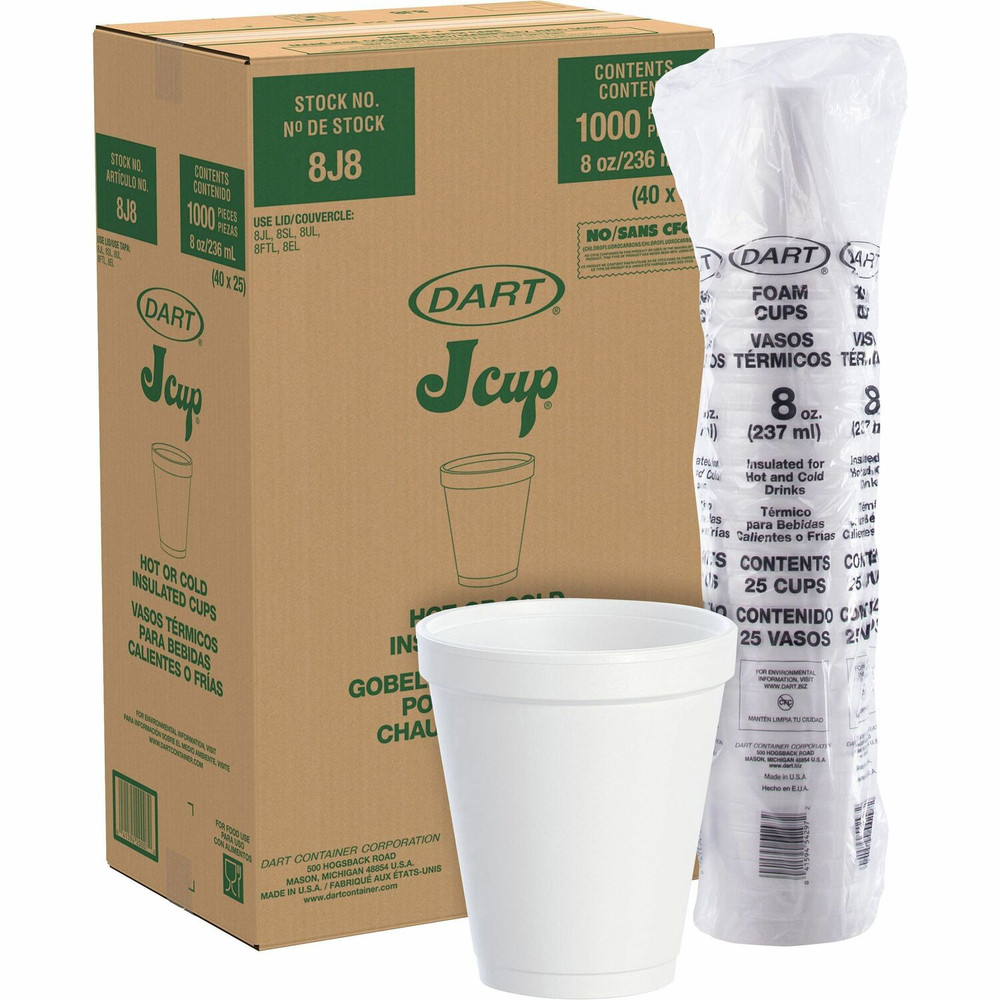 Dart Container Corporation Dart 8J8CT Dart 8 oz Insulated Foam Cups