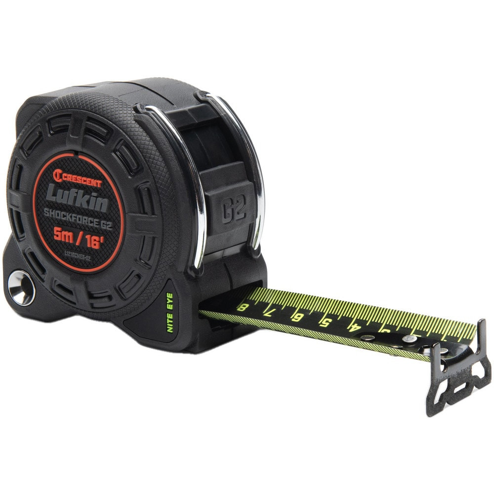 Lufkin L1216CMEB-02 Tape Measures; Length Ft.: 16.000 ; Graduation (Inch): 1/16 ; Blade Material: Steel ; Standout Length (Meters): 5.00 ; Standout Length (Feet): 16.00 ; Case Type: Closed