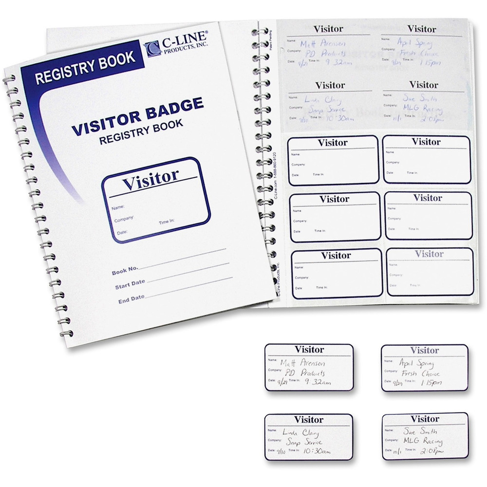 C-Line Products, Inc C-Line 97030 C-Line Visitor Badges with Registry Log