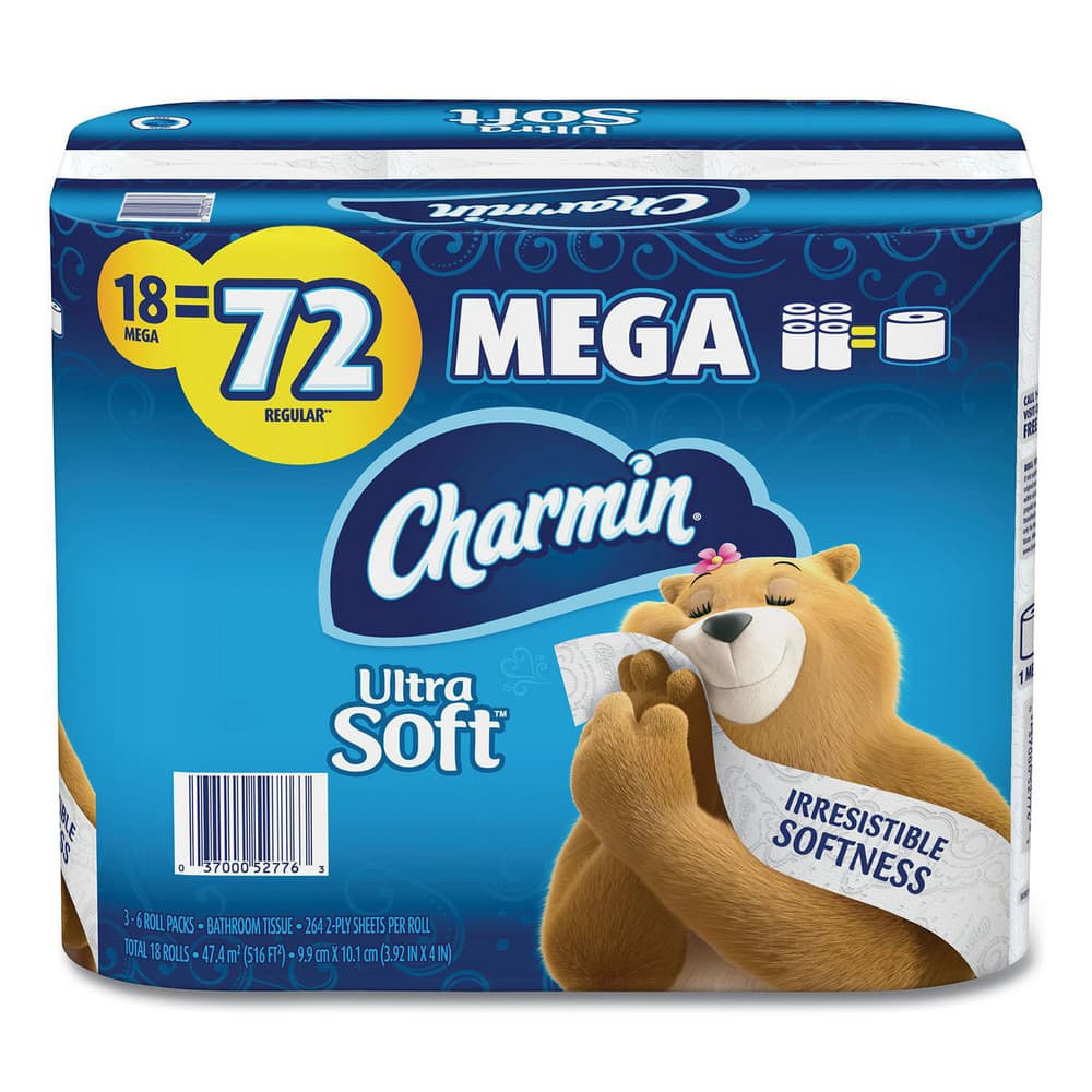 Charmin PGC08797 Toilet Tissue; Form: Standard Roll ; Recycled Fiber: No ; Dispenser Compatibility: Standard Bath Tissue Dispensers ; Length per Roll (Feet): 0 ; Color: White ; Packages per Case: 18