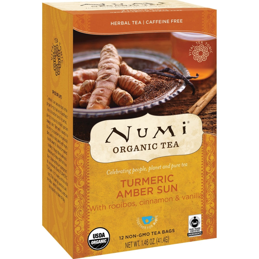 NUMI, INC. Numi 10552  Turmeric Organic Tea Herbal Tea, 1.5 Oz, Carton Of 12