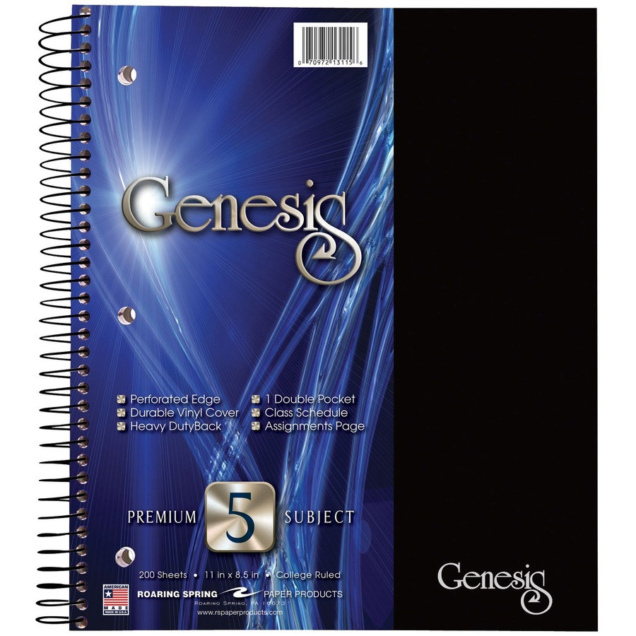 Roaring Spring Paper Products Roaring Spring 13115cs Roaring Spring Genesis 5-Subject Notebook
