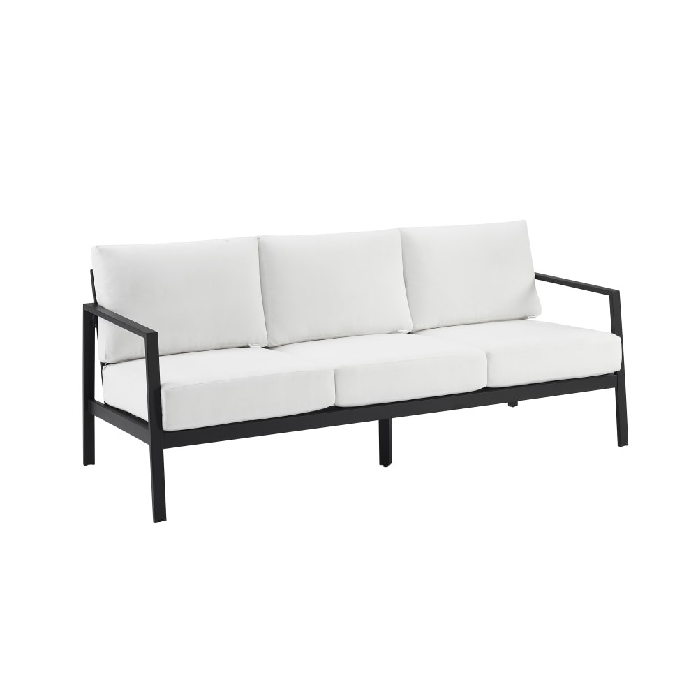 LINON HOME DECOR PRODUCTS, INC OFDP2861 Linon Abilene Aluminum Outdoor Sofa, 31-1/4inH x 75-1/4inW x 30inD, White/Black