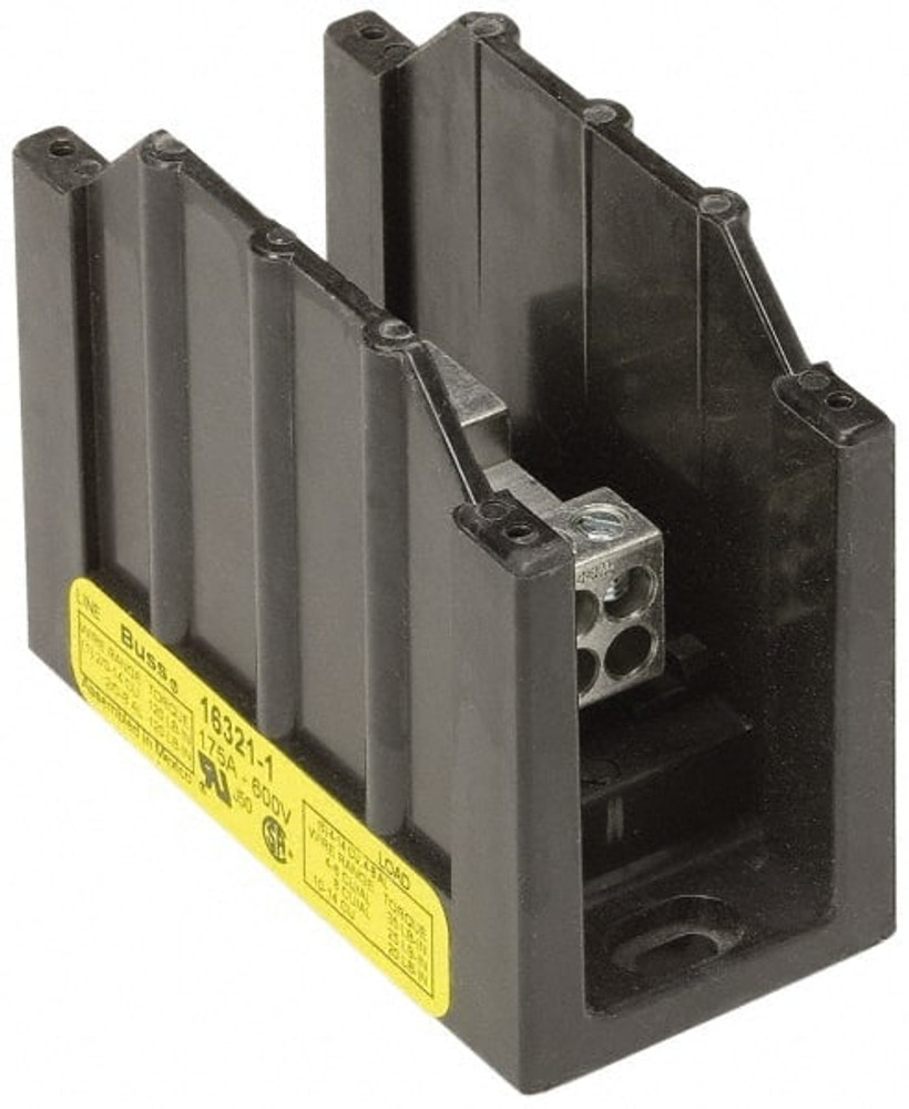 Cooper Bussmann 16323-1 1 Pole, 310 Amp, 350 kcmil-6 AWG (Cu/Al) Primary, 4-12 AWG (Al), 4-14 AWG (Cu) Secondary, Thermoplastic Power Distribution Block