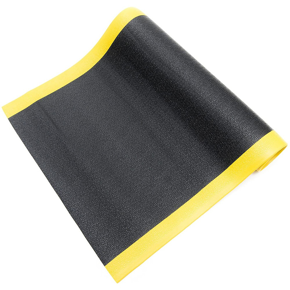 Bertech AFTX38-3X4BLKYB Anti-Fatigue Mat: 4' Length, 3' Wide, 3/8" Thick, Vinyl, Beveled Edge, Light-Duty