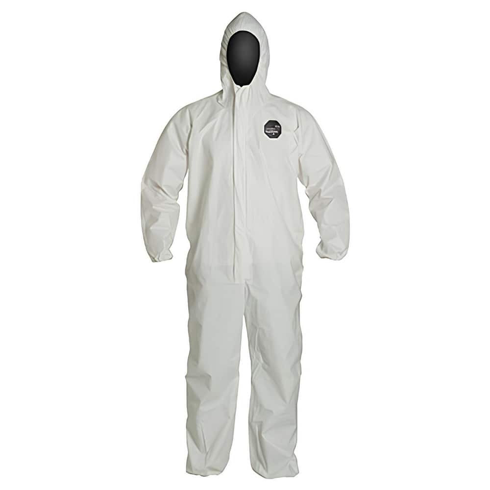 Dupont NG127SWHSM0025N Disposable Coveralls: Size Small, Film Laminate, Zipper Closure