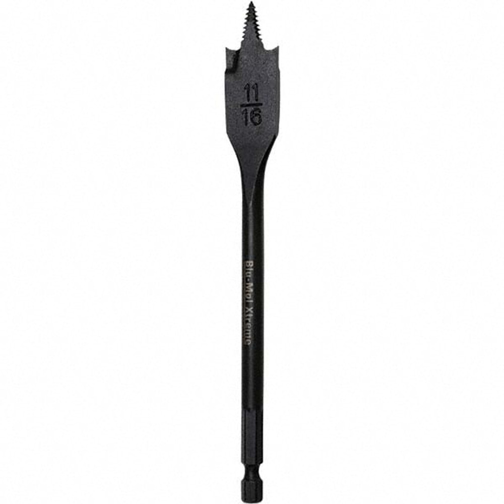 Disston E0102682 Spade-Blade Drill Bits; Shank Size: 1/4in ; Overall Length: 6in ; Tool Material: High Speed Steel ; Coated: Coated ; Coating: Black Oxide ; Number of Spurs: 2