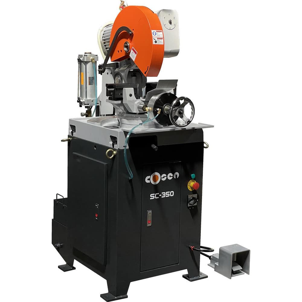 Cosen SC-350 Cold Saws; Mount Type: Floor ; Blade Diameter: 14 in ; Material Compatibility: Metal ; Number of Cutting Speeds: 2 ; Mitering: No ; Horsepower: 4HP