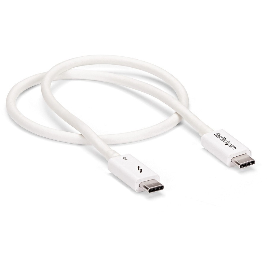 StarTech.com TBLT34MM50CW StarTech.com 1.6ft (50cm) Thunderbolt 3 Cable, 40Gbps, 100W PD, 4K/5K Video, Thunderbolt-Certified, Compatible w/ TB4/USB 3.2/DisplayPort