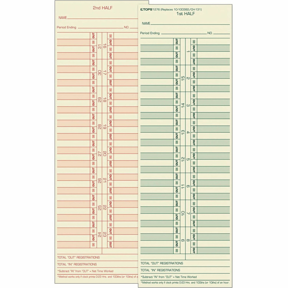 TOPS Products TOPS 1276 TOPS Semi-Monthly Time Cards