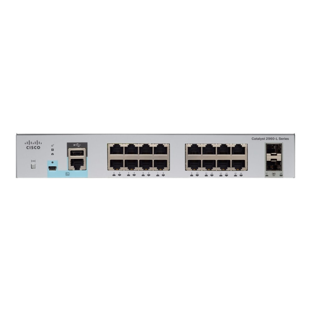 CISCO WS-C2960L-SM-16TS  Catalyst 2960L-SM-16TS - Switch - smart - 16 x 10/100/1000 + 2 x Gigabit SFP (uplink) - plug-in module