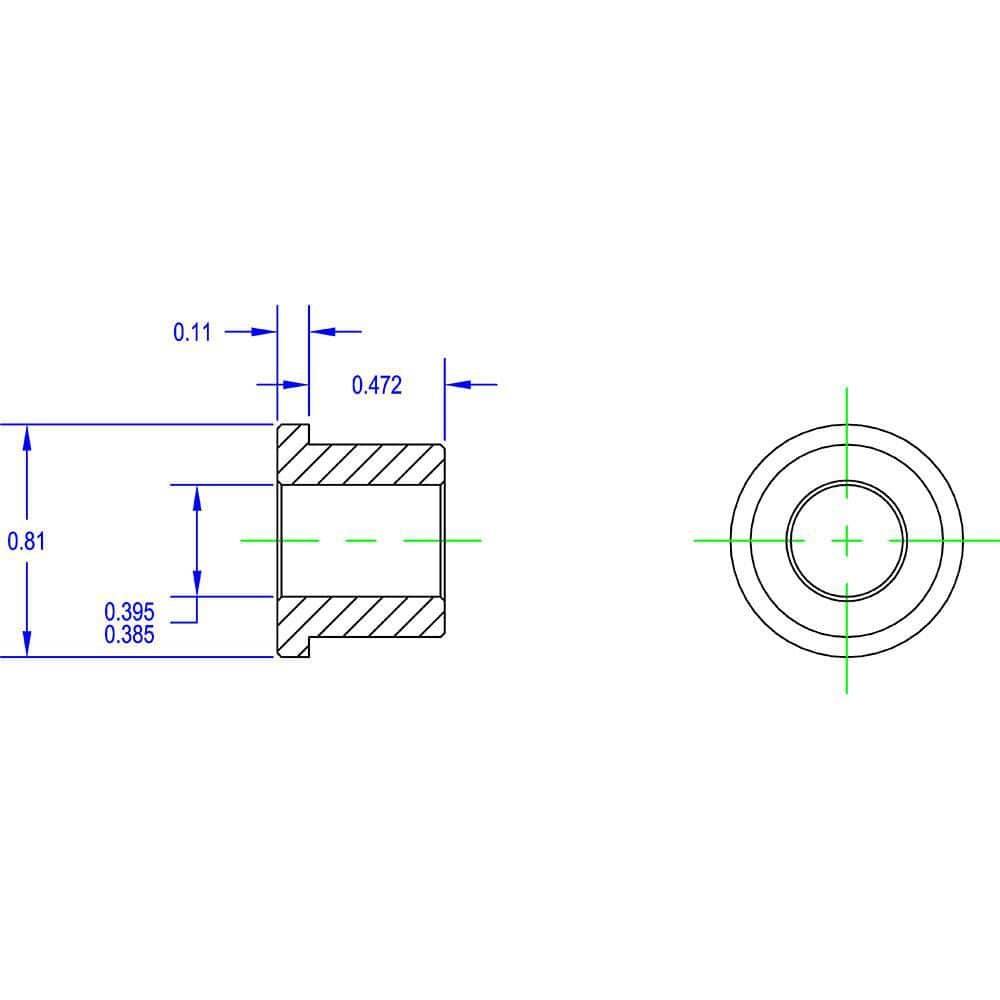 Brewer Machine & Gear Co. BB0016 Idler Shaft Shoulder Adapters; Maximum Bore Diameter: .395in ; Overall Width: 1 ; Shoulder Diameter: .81in ; Insert Material: Steel