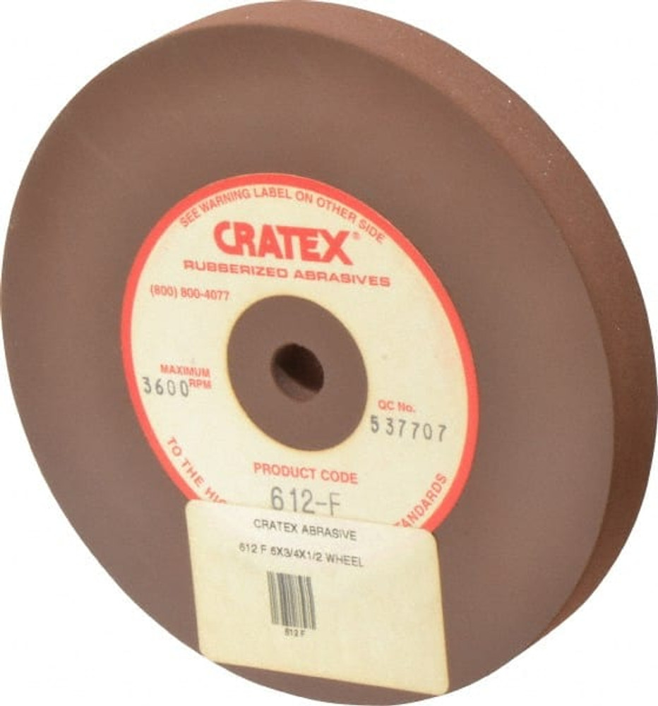 Cratex 612 F Surface Grinding Wheel: 6" Dia, 3/4" Thick, 1/2" Hole