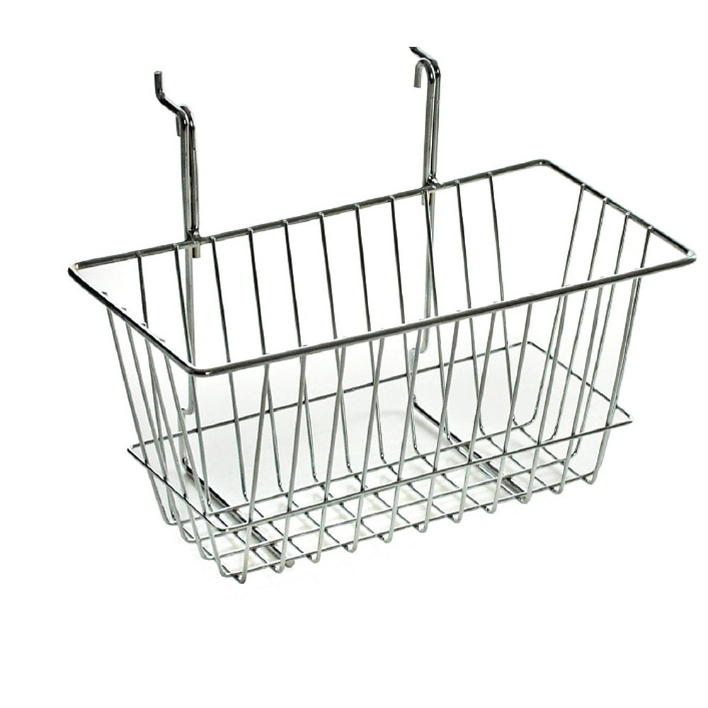 AZAR DISPLAYS 300620  Chrome Wire Baskets, Small Size, 6 1/4in x 12in x 6in, Silver, Pack Of 2