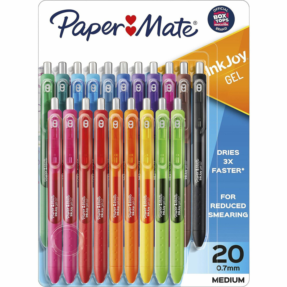 Newell Brands Paper Mate 1951718 Paper Mate InkJoy&reg; Gel Pens, Medium Point, 0.7 mm, Assorted Colors, Pack Of 20